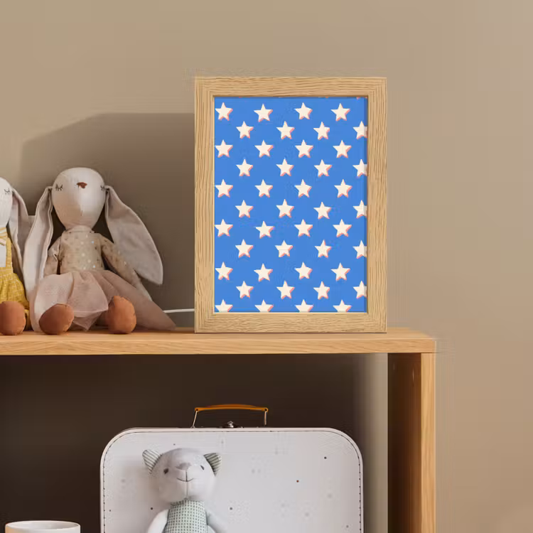 Sterren - Patroon - Blauw Light Box met kabel (Kinderlampje) klein 904 -sfeer2_kind
