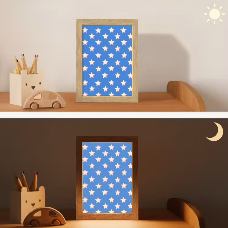 Sterren - Patroon - Blauw Light Box met kabel (Kinderlampje) klein 904 -sfeer3_kind