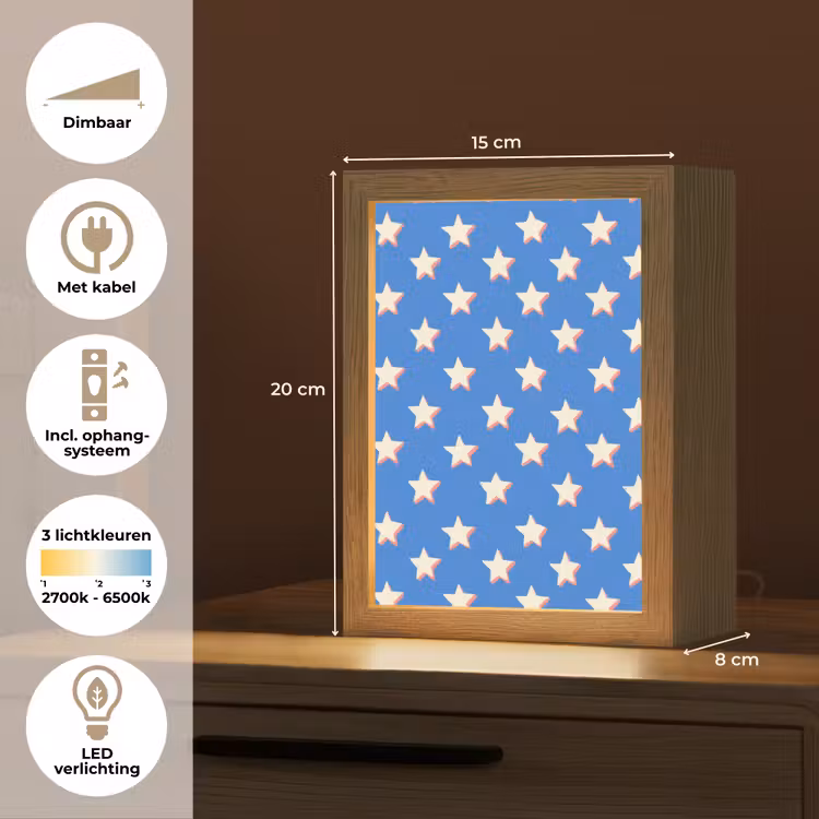 Sterren - Patroon - Blauw Light Box met kabel (Kinderlampje) klein 904 -USP_NL
