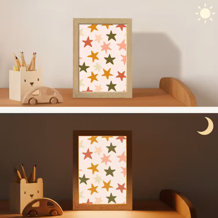 Sterren - Patroon - Kleurrijk Light Box met kabel (Kinderlampje) klein 904 -sfeer3_kind