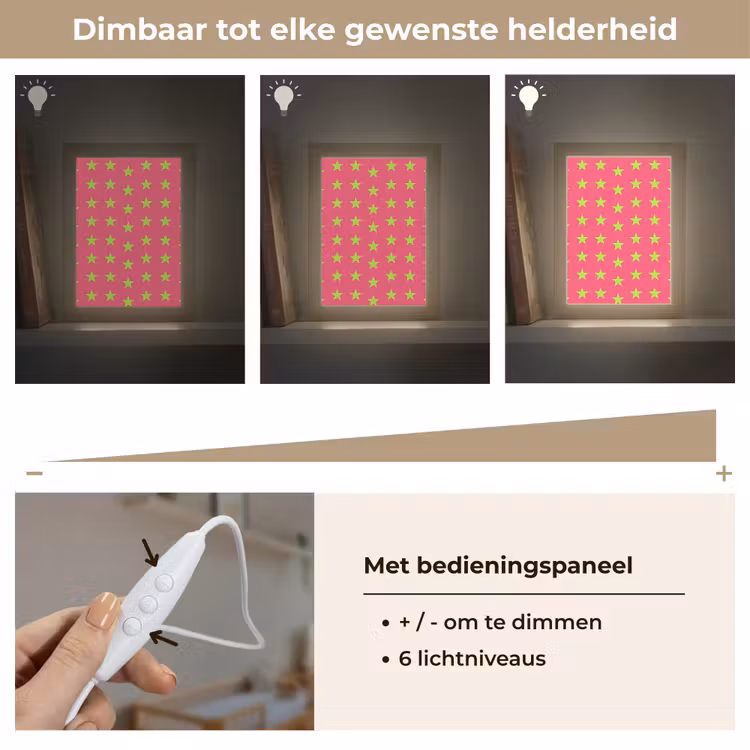 Sterren - Patroon - Roze Light Box met kabel (Kinderlampje) klein 904 -USP_dimbaarNL