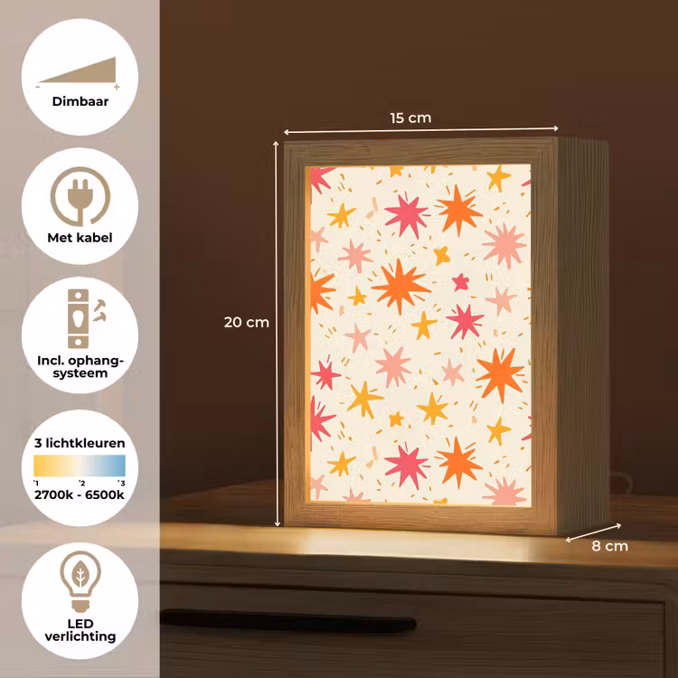 Sterren - Speels - Kleurrijk Light Box met kabel (Kinderlampje) klein 904 -USP_NL