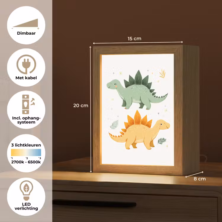 Sterren - Stegosaurussen - Blaadjes - Groen Light Box met kabel klein -USP_NL