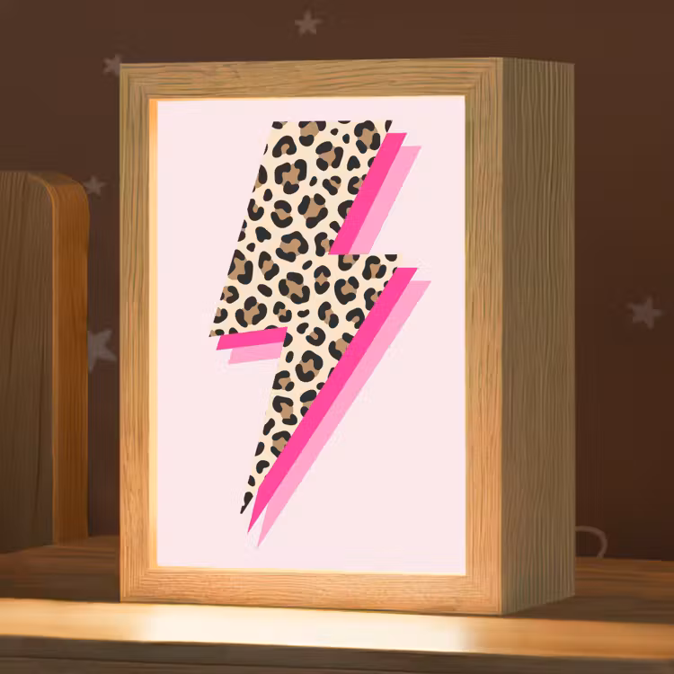 Stippen - Roze - Bliksem Light Box met kabel (Kinderlampje) klein -zzz_3d_website