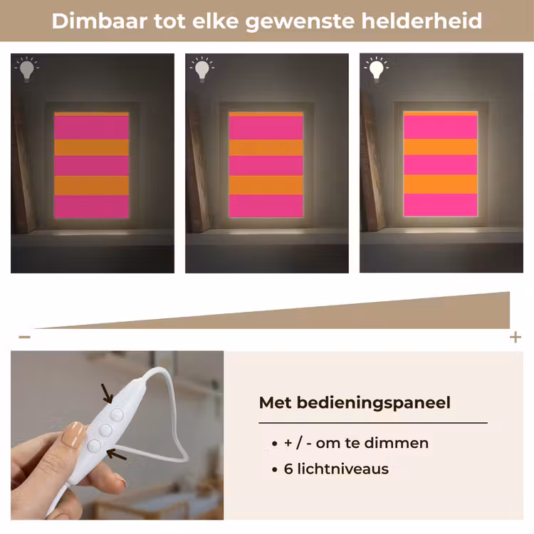 Strepen - Horizontaal - Roze Light Box met kabel (Kinderlampje) klein 904 -USP_dimbaarNL
