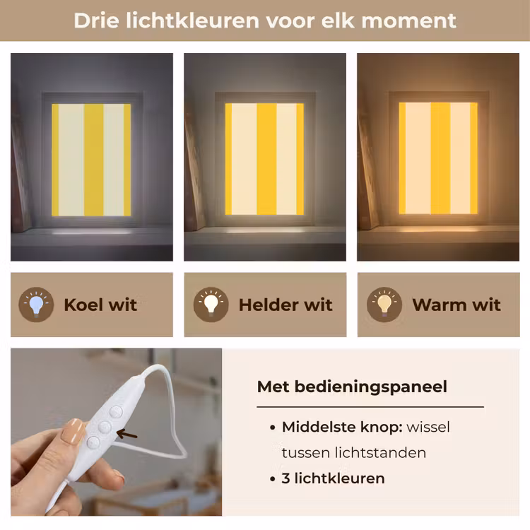 Strepen - Klassiek - Geel Light Box met kabel (Kinderlampje) klein 904 -USP_lichtkleurNL