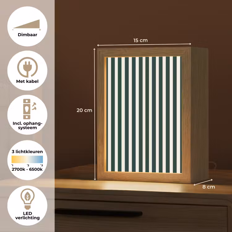 Strepen - Klassiek - Groen Light Box met kabel (Kinderlampje) klein 904 -USP_NL