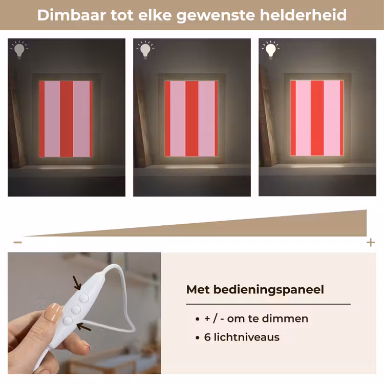 Strepen - Klassiek - Roze Light Box met kabel (Kinderlampje) klein 904 -USP_dimbaarNL