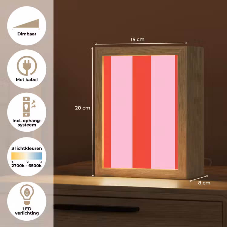 Strepen - Klassiek - Roze Light Box met kabel (Kinderlampje) klein 904 -USP_NL