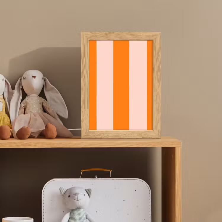 Strepen - Modern - Oranje Light Box met kabel (Kinderlampje) klein 904 -sfeer2_kind