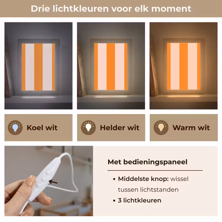 Strepen - Modern - Oranje Light Box met kabel (Kinderlampje) klein 904 -USP_lichtkleurNL