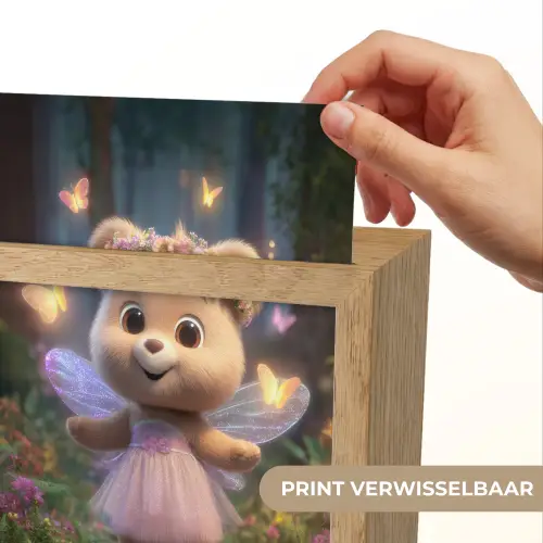 Teddybeer - Bloemenkrans - Vlinders - Elfenvleugels Light Box met kabel (Kinderlampje) klein -USP_websiteprintNL