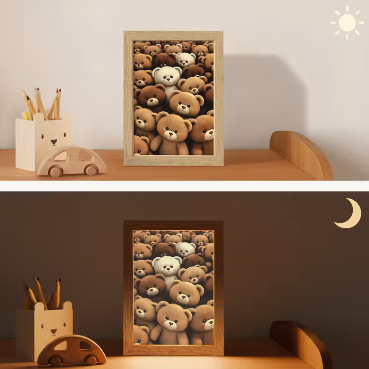 Teddybeer - Knuffel - Bruin - Beer - Jongens - Meisjes Light Box met kabel klein -sfeer3_kind