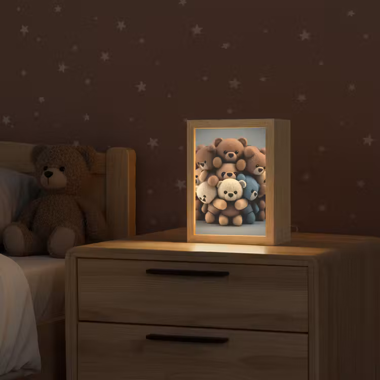 Teddybeer - Knuffel - Bruin - Design - Jongens - Meisjes Light Box met kabel klein -sfeer1_kind