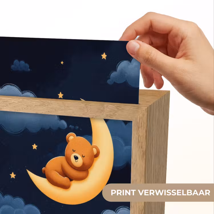 Teddybeer - Maan - Wolken - Sterren Light Box met kabel (Kinderlampje) klein -USP_websiteprintNL