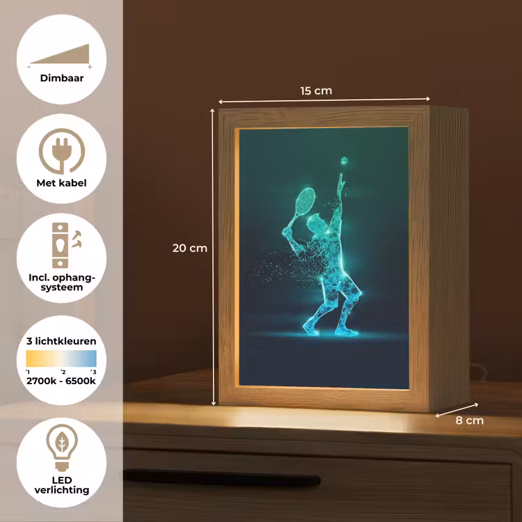 Tennis - Futuristisch - Sport - Neon Light Box met kabel klein -USP_NL