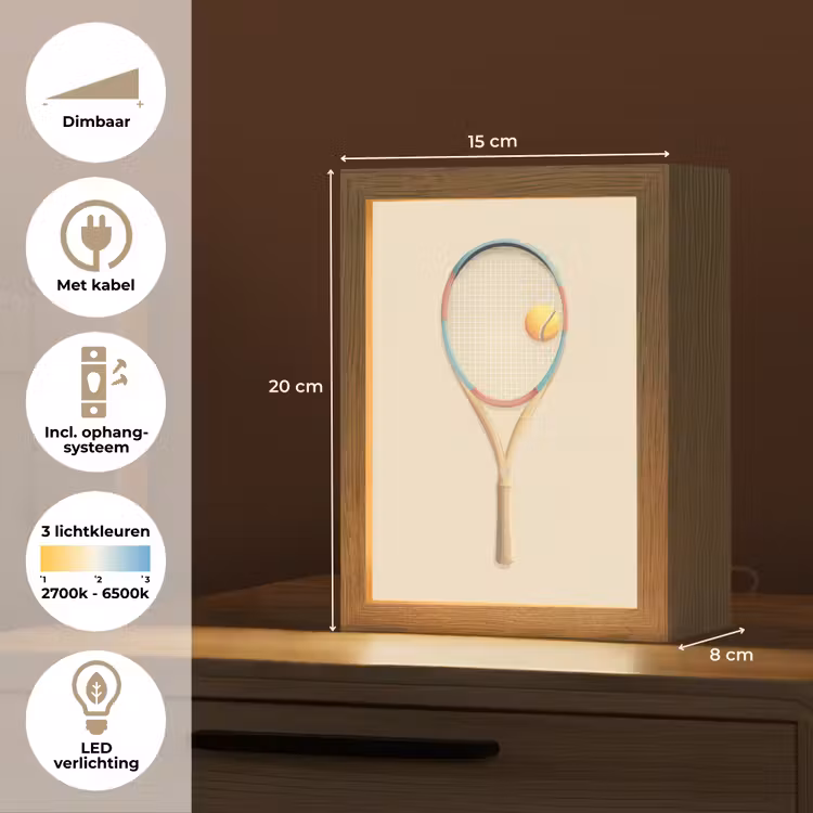 Tennisracket - Bal - Beige Light Box met kabel klein -USP_NL