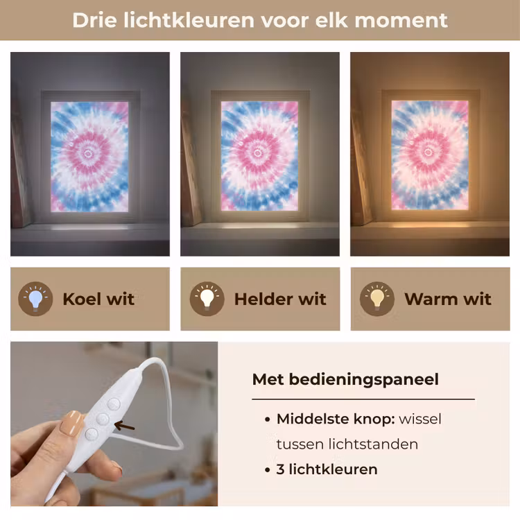 Tie-dye - Roze - Patroon Light Box met kabel klein -USP_lichtkleurNL