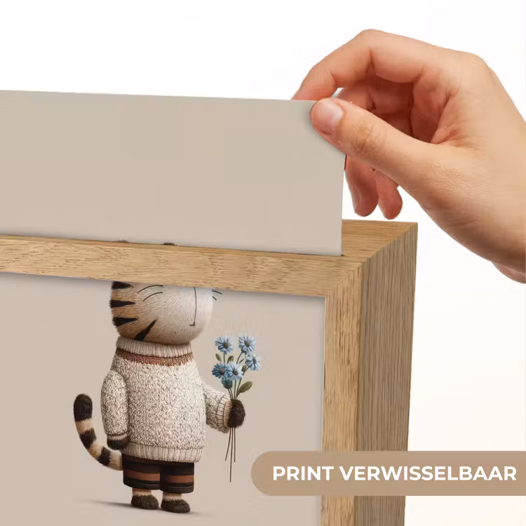 Tijger - Blauwe bloemen - Rustig Light Box met kabel (Kinderlampje) klein -USP_websiteprintNL