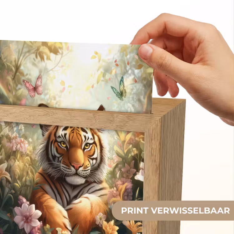 Tijger - Bloemen - Jungle - Dieren Light Box met kabel (Kinderlampje) klein -USP_websiteprintNL