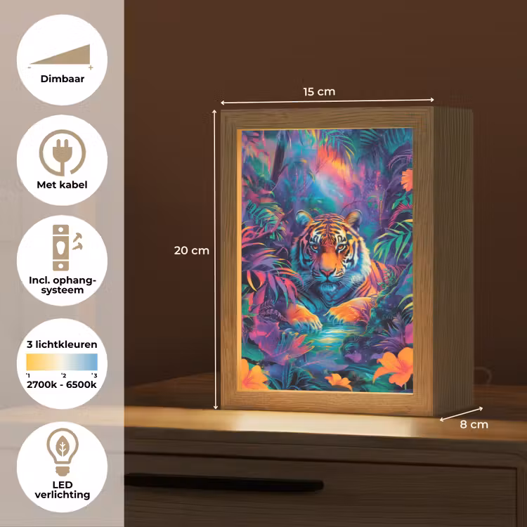 Tijger - Dier - Jungle - Kleurrijk Light Box met kabel klein -USP_NL