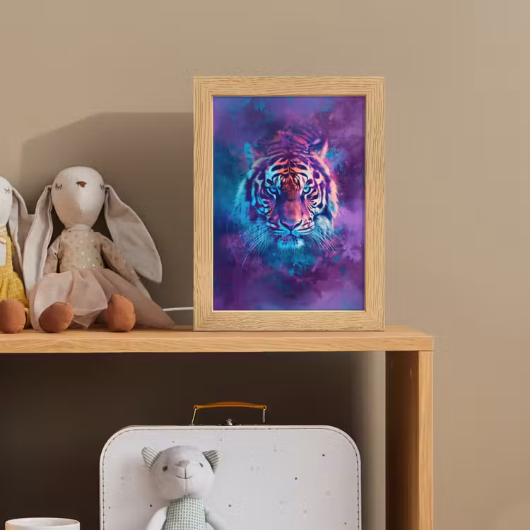 Tijger - Kleurrijk - Rook - Dieren Light Box met kabel klein -sfeer2_kind
