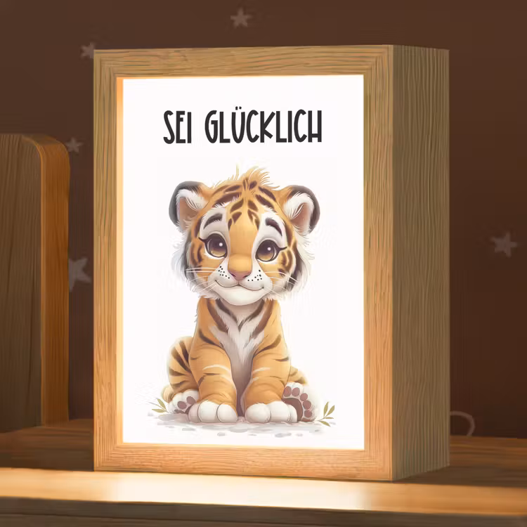Tijger - Wees gelukkig - Quote - Dier Light Box met kabel klein -zzz_3d_website