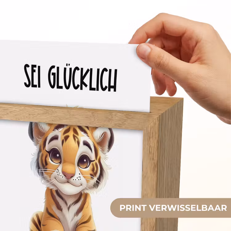 Tijger - Wees gelukkig - Quote - Dier Light Box met kabel (Kinderlampje) klein -USP_websiteprintNL