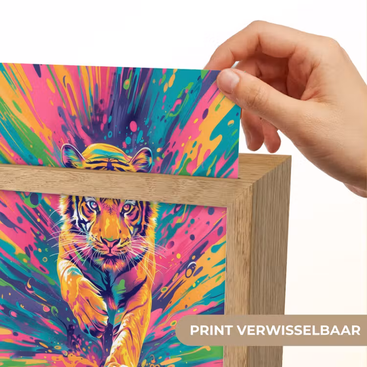 Tijger - Wilde dieren - Kleurrijk - Verflook Light Box met kabel (Kinderlampje) klein -USP_websiteprintNL