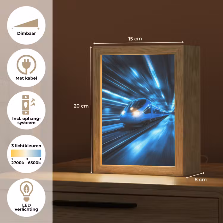 Trein - Blauw - Neon Light Box met kabel klein -USP_NL