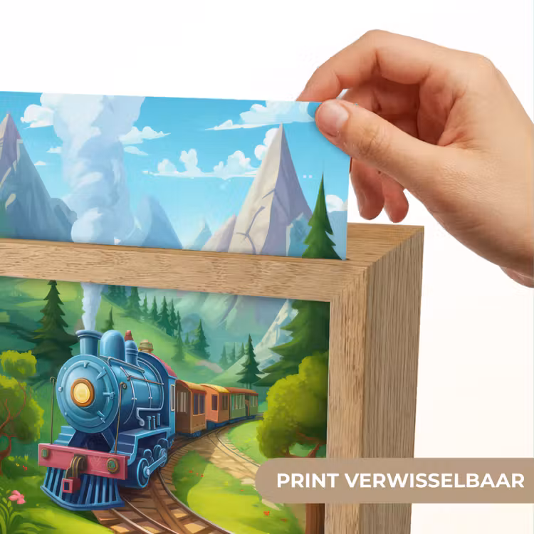 Trein - Bloemen - Kinderen - Natuur Light Box met kabel (Kinderlampje) klein -USP_websiteprintNL