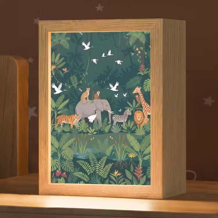 Tropisch - Jungle -  Groen Light Box met kabel (Kinderlampje) klein -zzz_3d_website