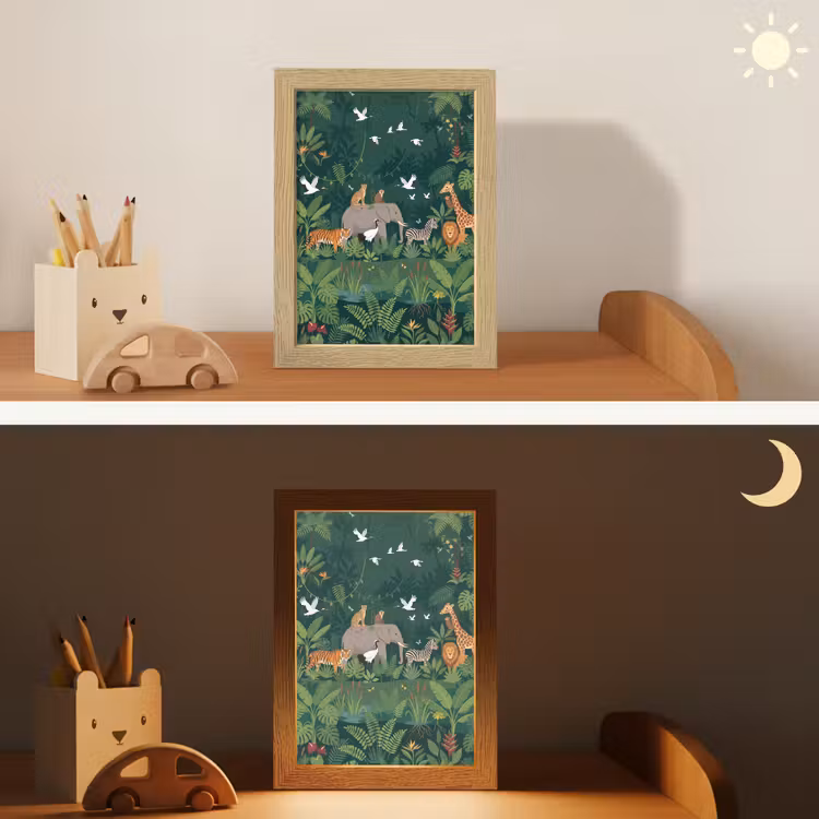 Tropisch - Jungle -  Groen Light Box met kabel (Kinderlampje) klein -sfeer3_kind