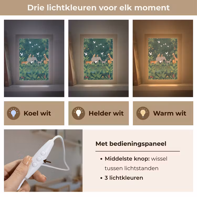 Tropisch - Jungle -  Groen Light Box met kabel (Kinderlampje) klein -USP_lichtkleurNL