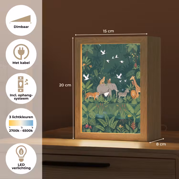 Tropisch - Jungle -  Groen Light Box met kabel (Kinderlampje) klein -USP_NL