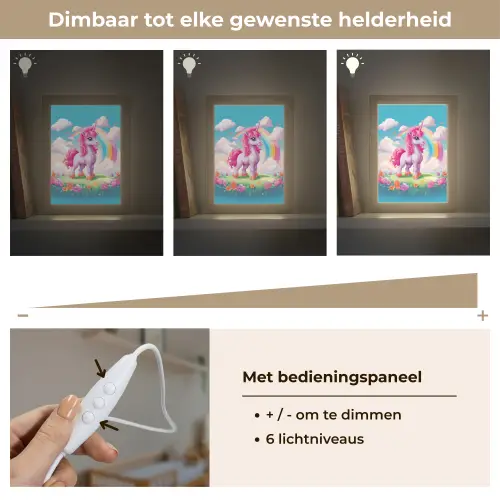 Unicorn - Meisjes - Bloemen - Regenboog - Eenhoorn Light Box met kabel klein -USP_dimbaarNL