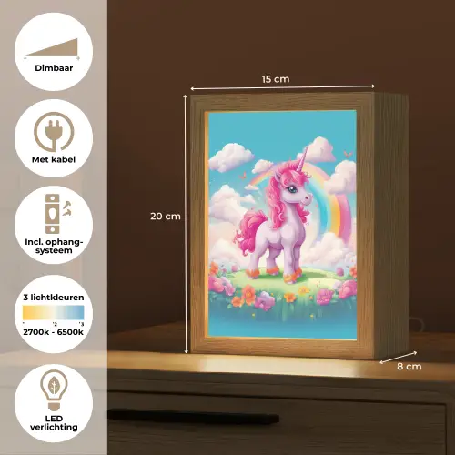 Unicorn - Meisjes - Bloemen - Regenboog - Eenhoorn Light Box met kabel klein -USP_NL