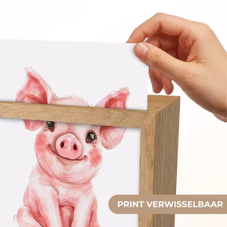 Varken - Roze - Baby dier - Boerderij dieren Light Box met kabel (Kinderlampje) klein -USP_websiteprintNL