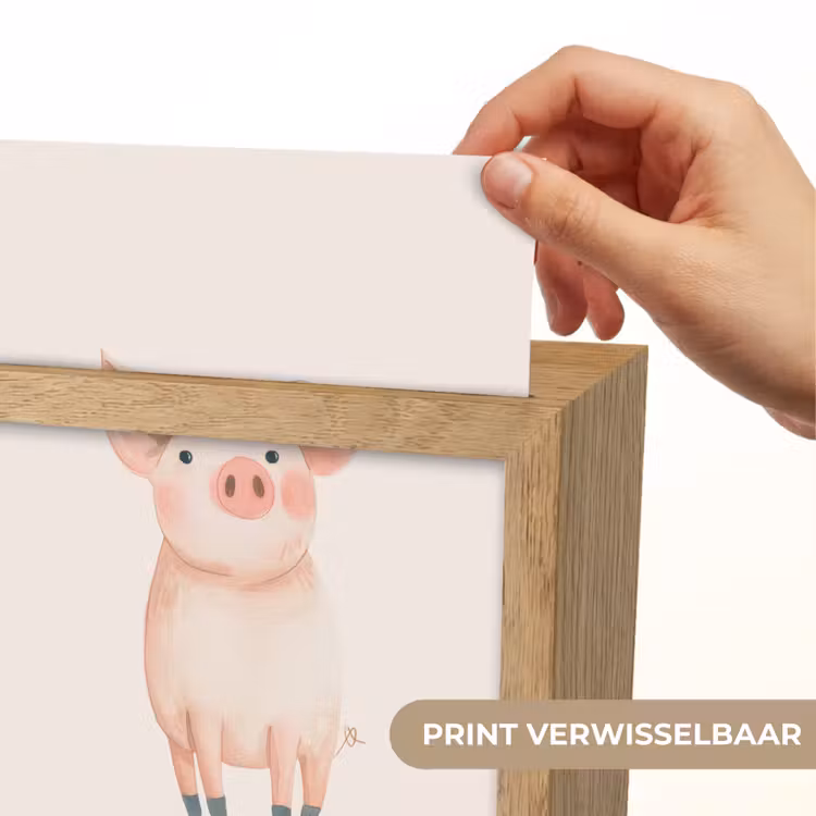 Varken - Roze - Dier - Pastel kleuren Light Box met kabel (Kinderlampje) klein -USP_websiteprintNL