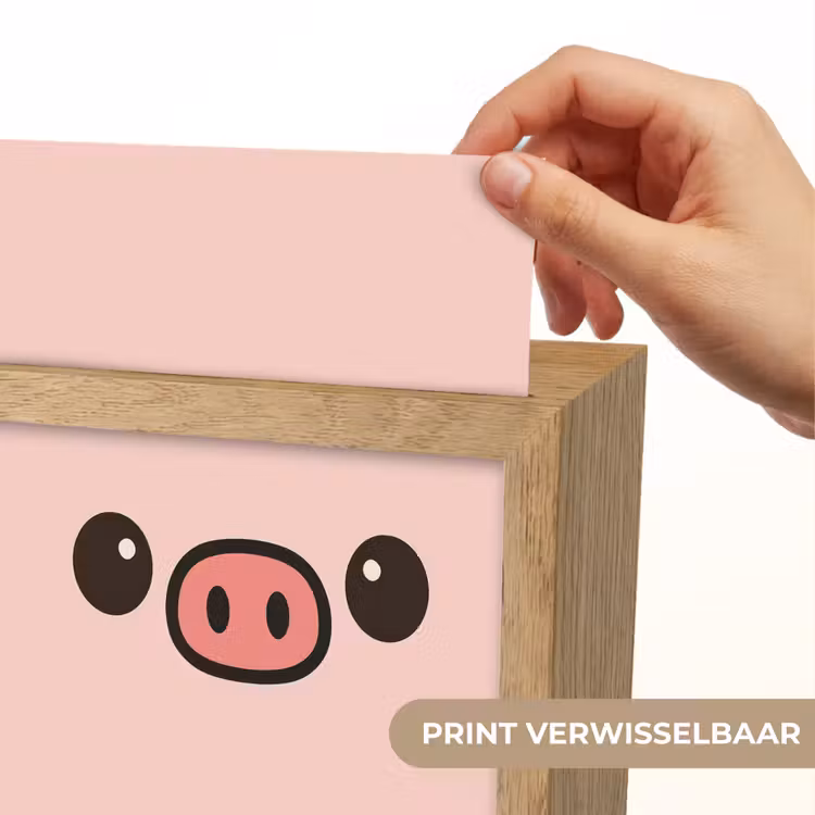 Varken - Roze - Minimalistisch Light Box met kabel (Kinderlampje) klein -USP_websiteprintNL