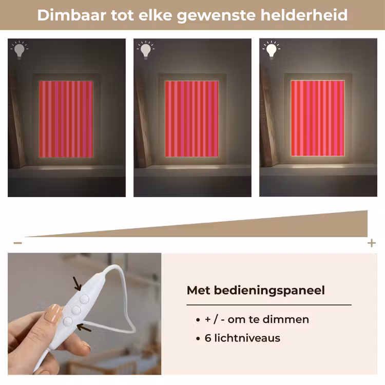 Verticaal - Strepen - Roze Light Box met kabel (Kinderlampje) klein 904 -USP_dimbaarNL