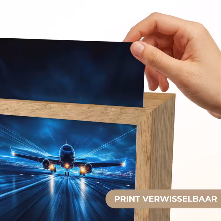 Vliegtuig - Blauw - Futuristisch Light Box met kabel (Kinderlampje) klein -USP_websiteprintNL