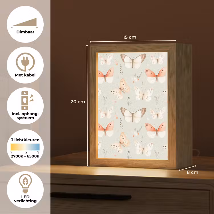 Vlinder - Patroon - Pastel Light Box met kabel klein -USP_NL