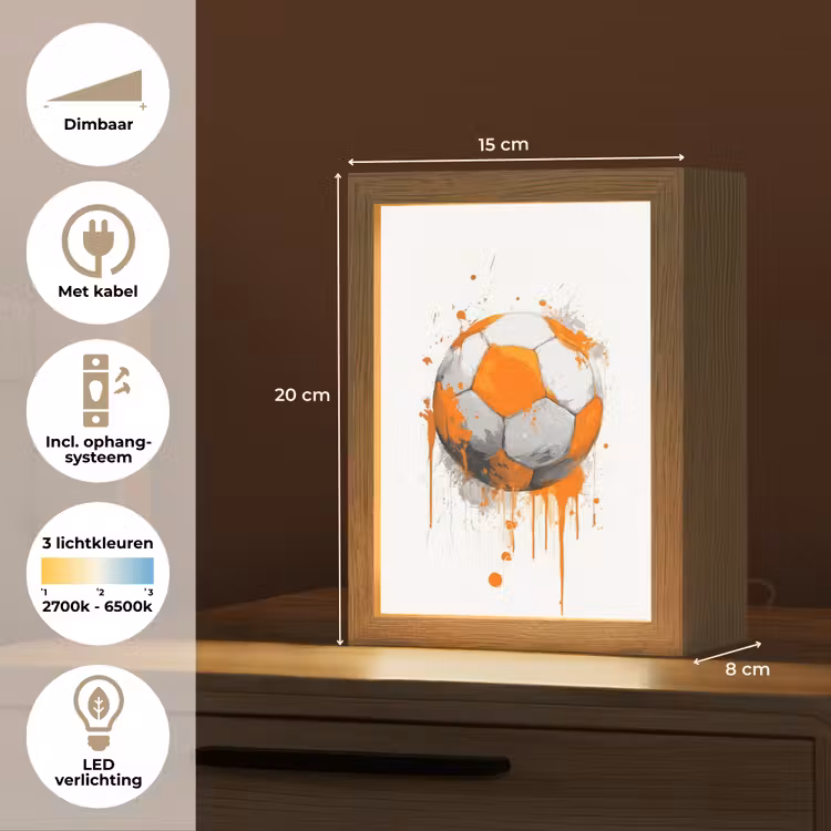 Voetbal - Abstract - Oranje - Verfspatten Light Box met kabel klein -USP_NL