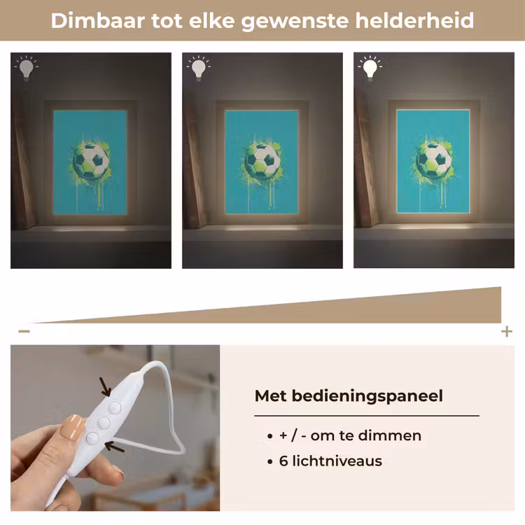 Voetbal - Abstract - Verfspatten - Groen Light Box met kabel klein -USP_dimbaarNL