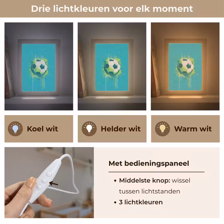 Voetbal - Abstract - Verfspatten - Groen Light Box met kabel klein -USP_lichtkleurNL