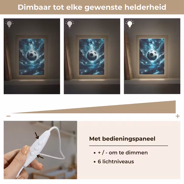 Voetbal - Galaxy - Ruimte - Sport - Blauw Light Box met kabel klein -USP_dimbaarNL
