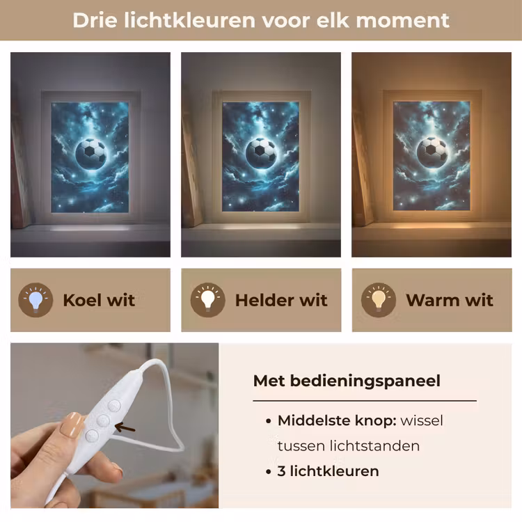 Voetbal - Galaxy - Ruimte - Sport - Blauw Light Box met kabel klein -USP_lichtkleurNL