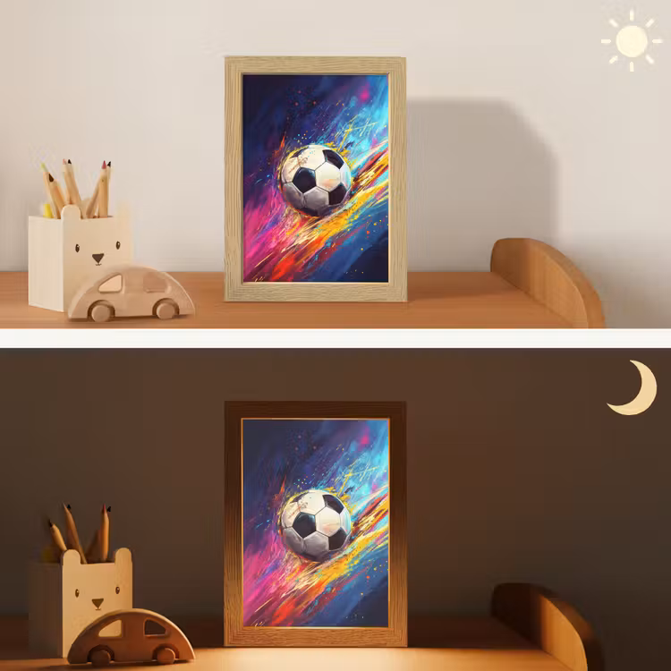 Voetbal - Kleurrijk - Abstract - Penseelstreken Light Box met kabel klein -sfeer3_kind
