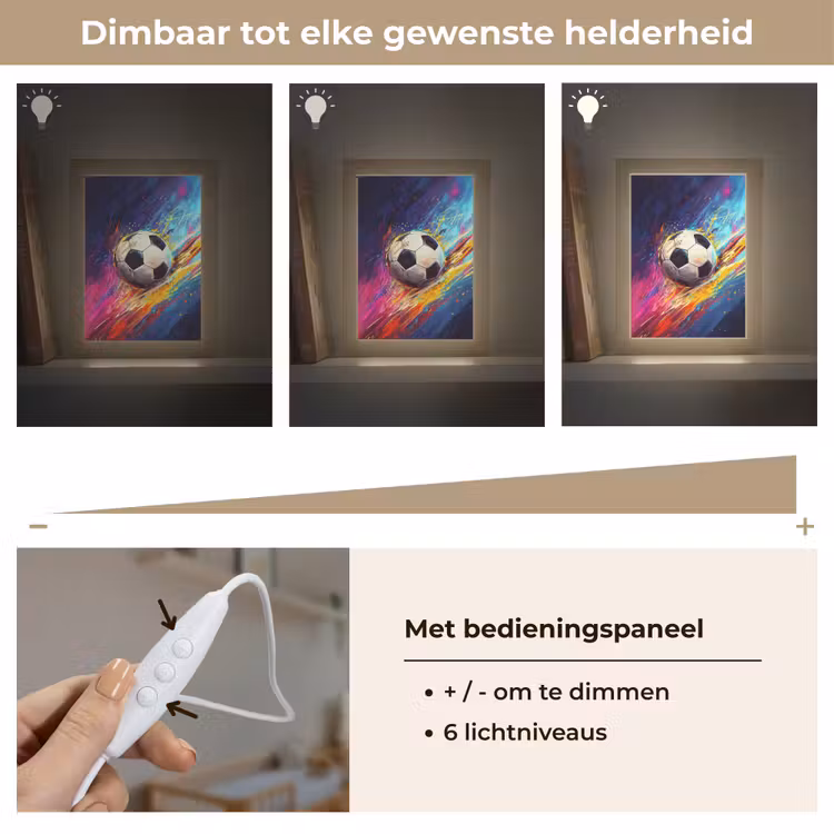 Voetbal - Kleurrijk - Abstract - Penseelstreken Light Box met kabel klein -USP_dimbaarNL